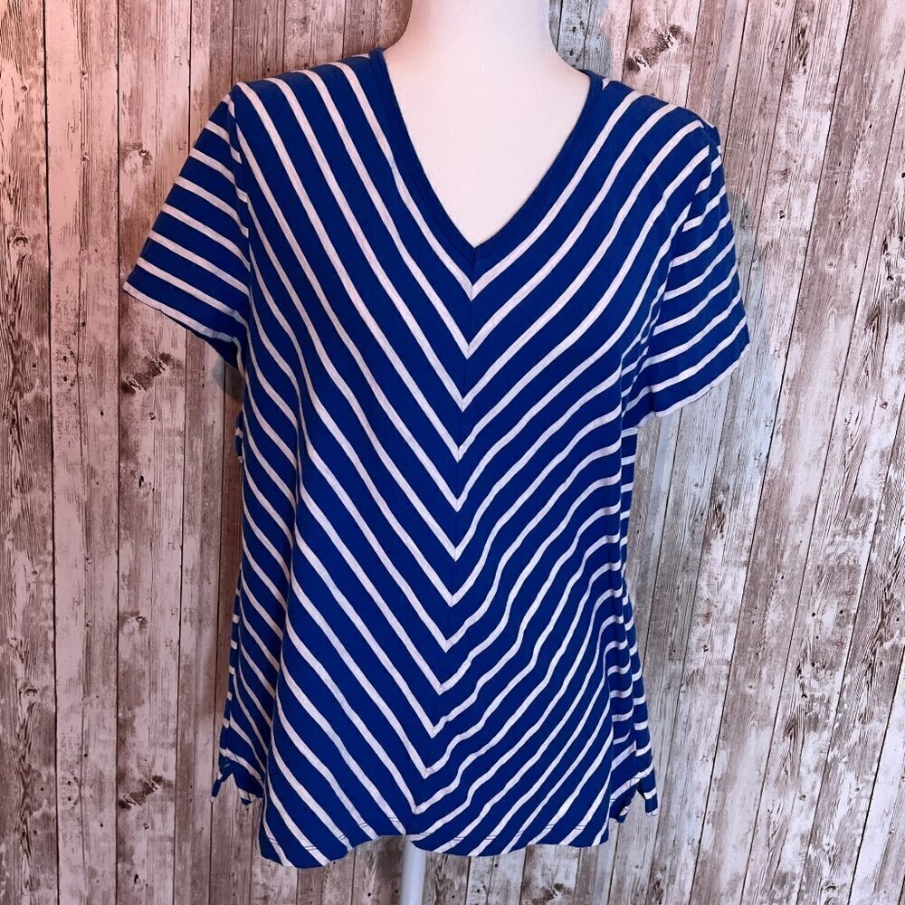 Talbots Blue & White Striped T-shirt size XL